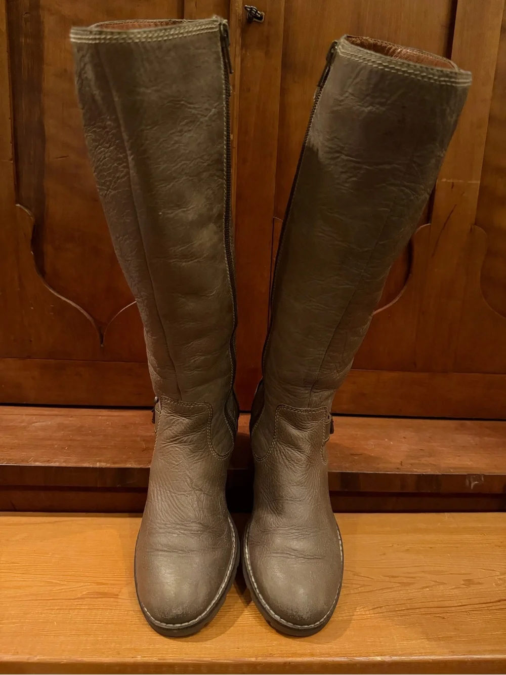Sofft Tall Leather Riding Boots Buckle Zip 5.5M